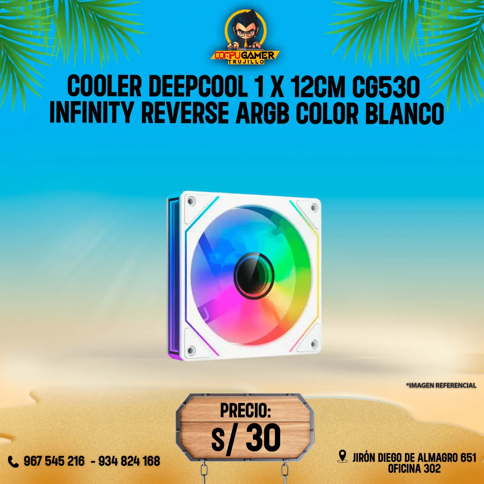 COOLER DEEPCOOL 1 X 12CM CG530 INFINITY REVERSE ARGB WHITE 