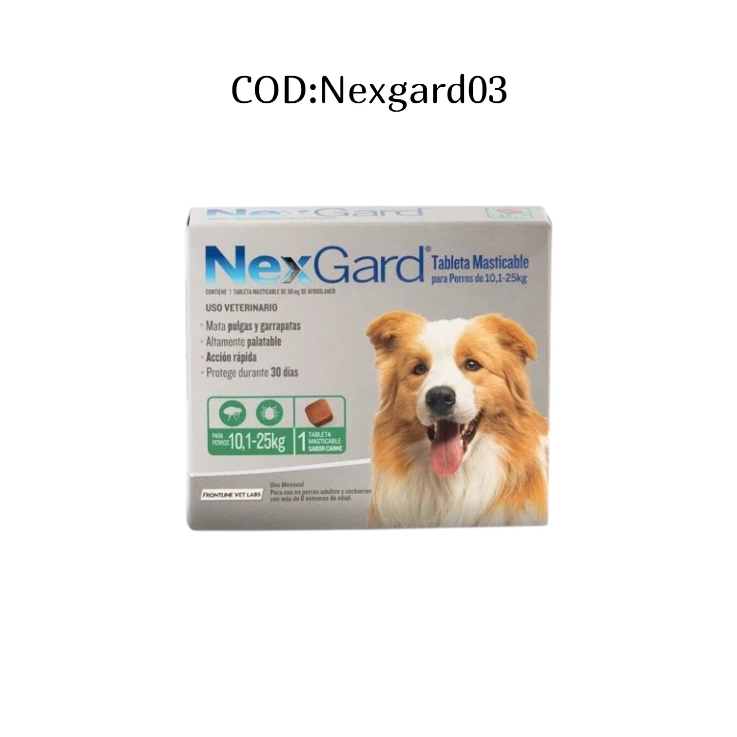 Comprimido Nexgard de 10,1 a 25kg 
