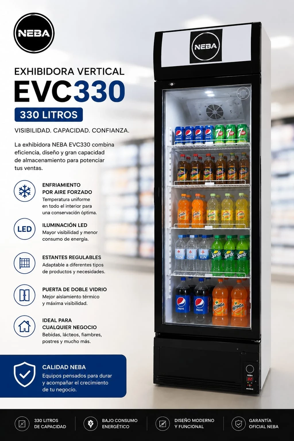 Heladera Exhibidora Neba 330Ltr