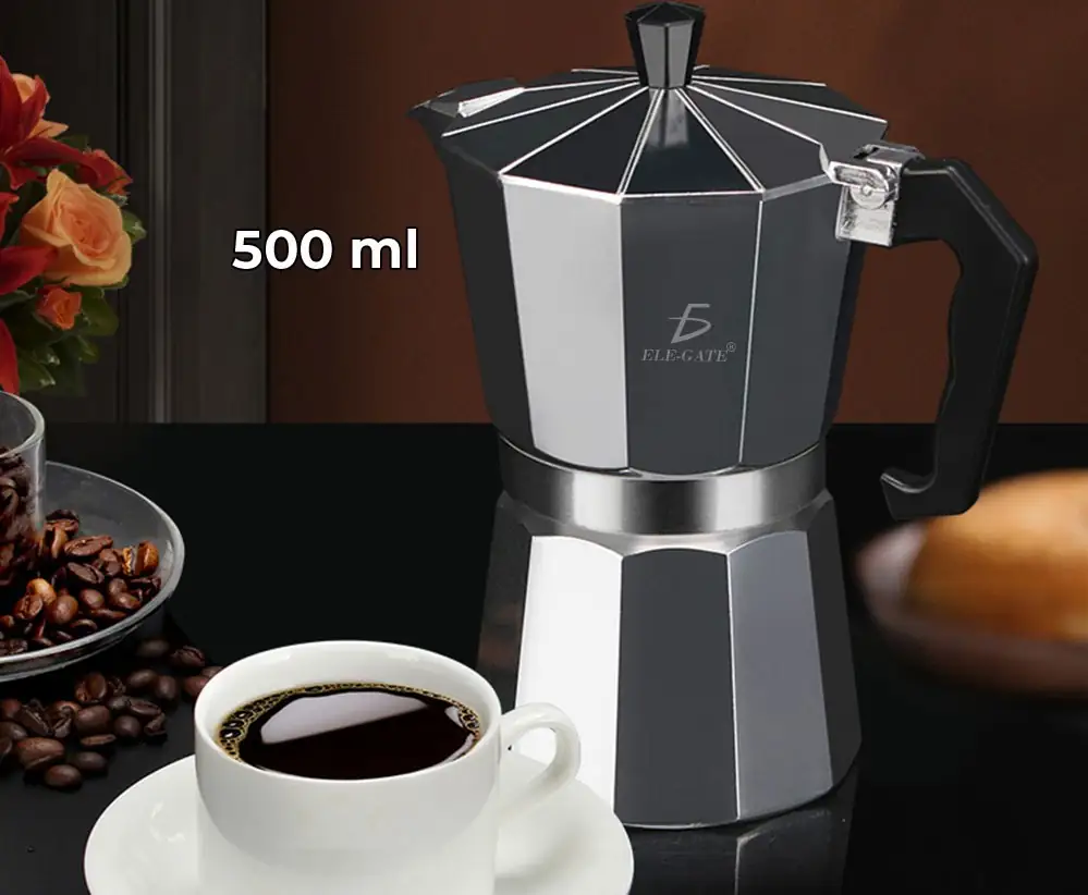 Cafetera italiana manual plateada 500 ml