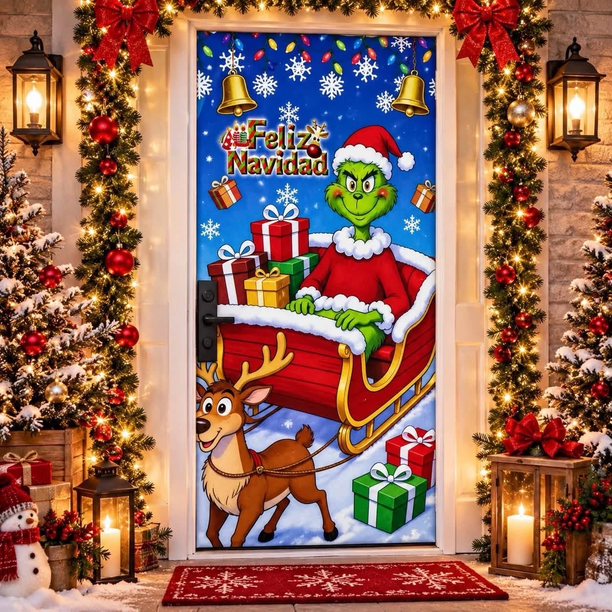 CUBRE PUERTAS GRINCH 2.1 metros x 1 metro 4