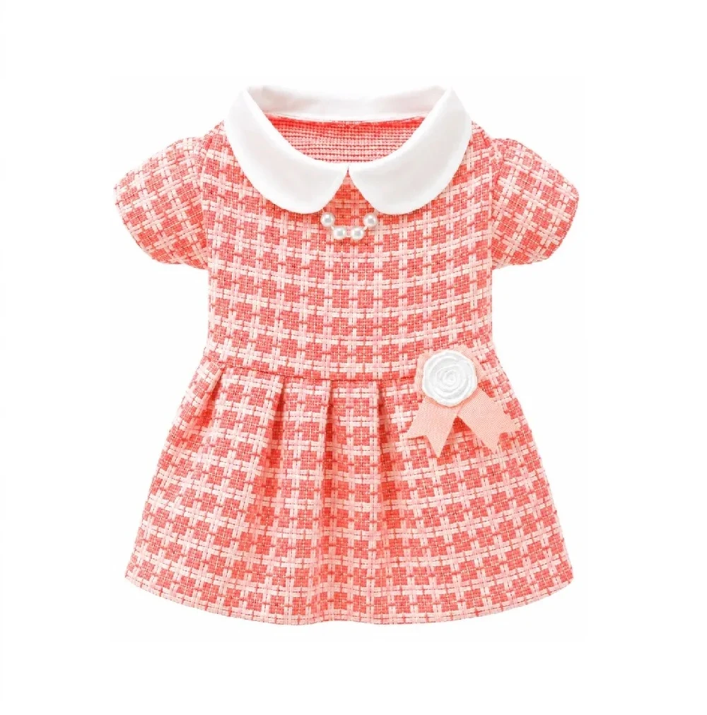 Vestido Sofia con perlas coral