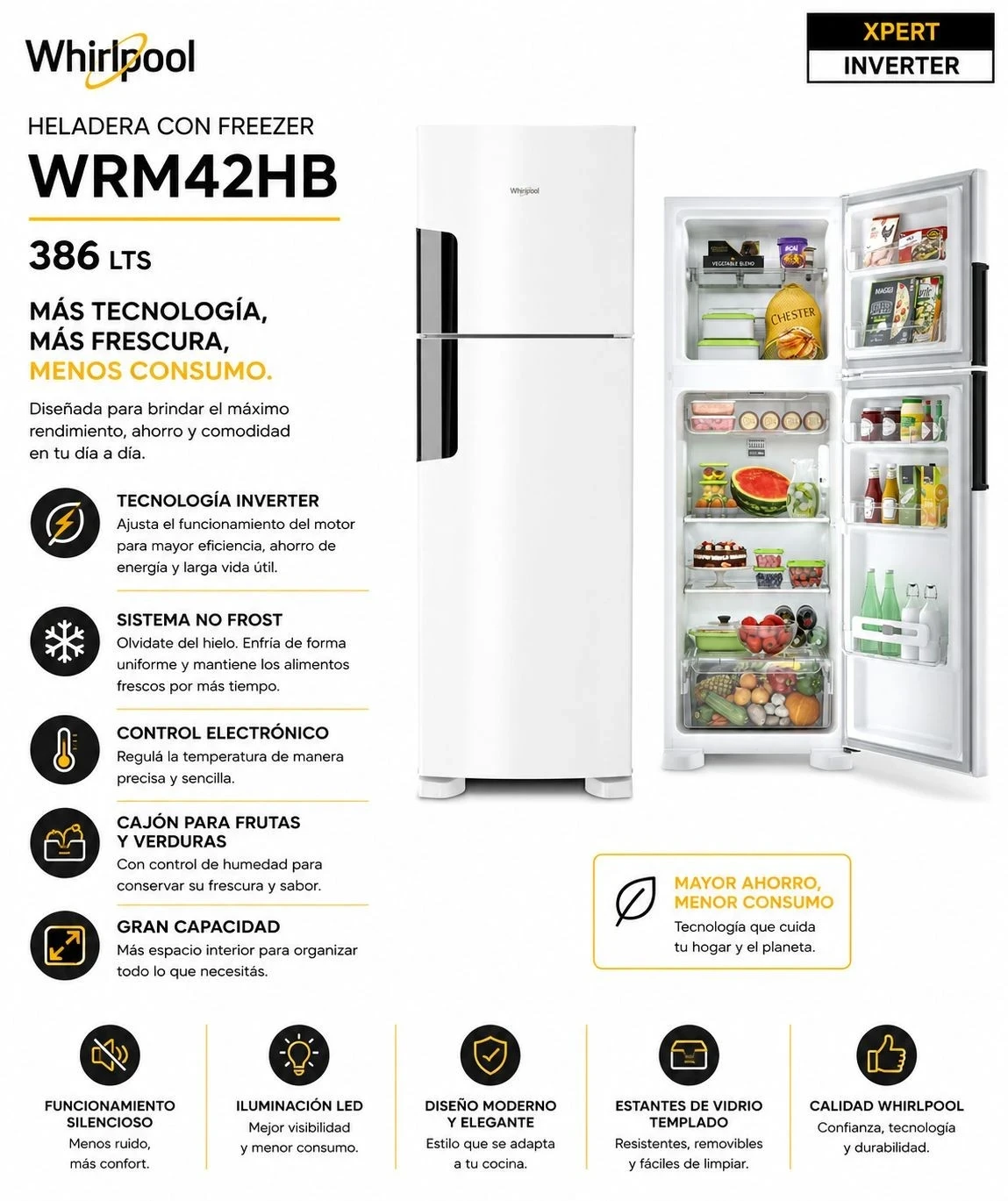 Heladera No Frost Whirlpool Blanco