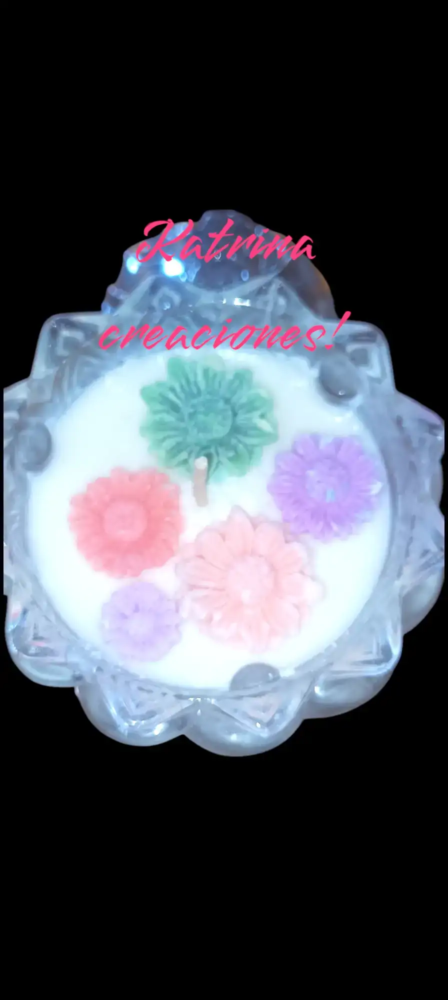 Vela de soja en caramelera de vidrio,decorada. 3