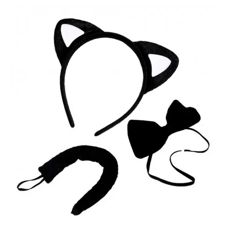 Set de Gatita Vincha Moño Cola Sexy Disfraz