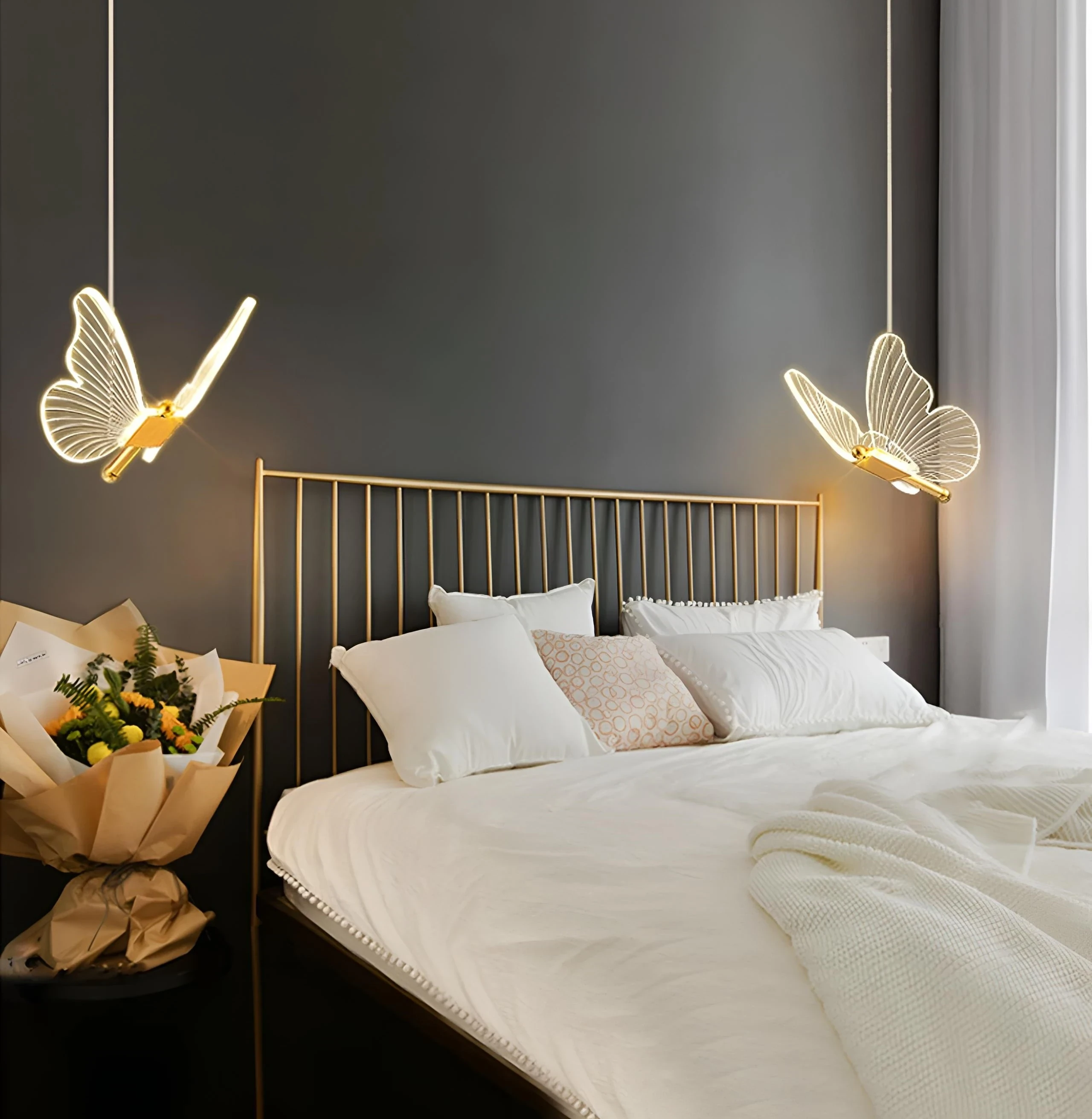 LAMPARA COLGANTE LED 2W, CCT 3000K 4000K 6000K, 85-265V,METAL+ACRILICO, COLOR DORADO, 185CM*19CM, D:8CM, CABLE 125CM 3