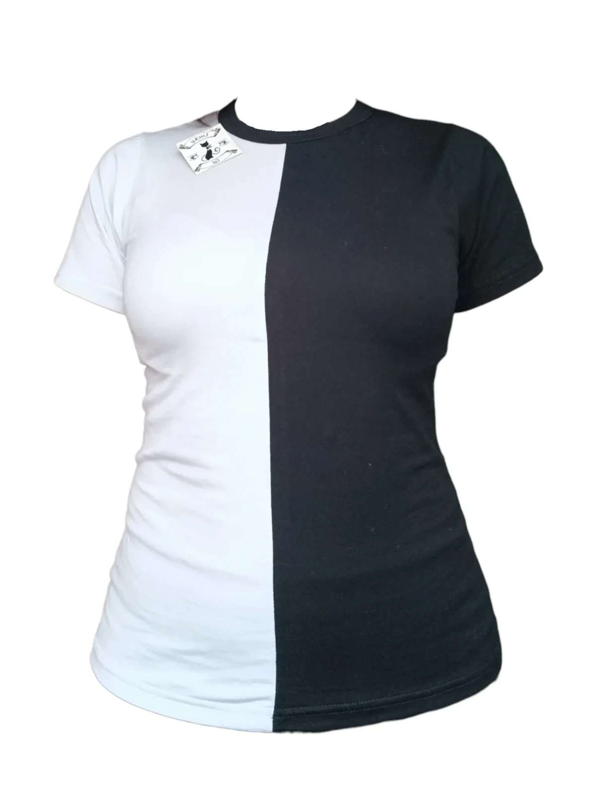 Camiseta algodon negra y blanco 
