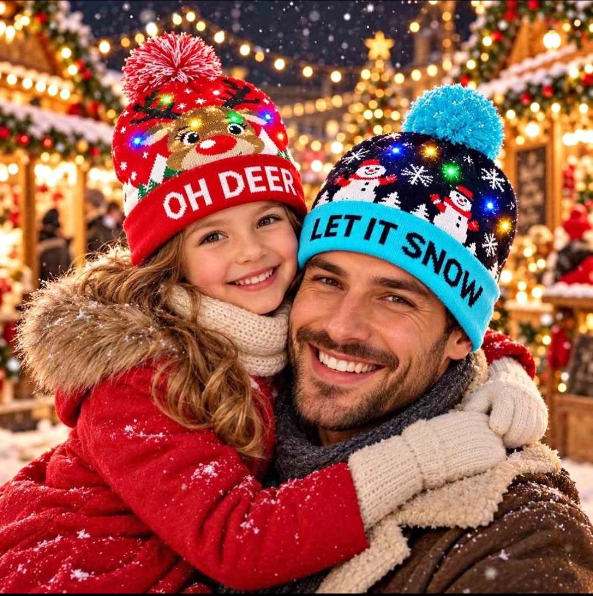 gorro navideño con luz led