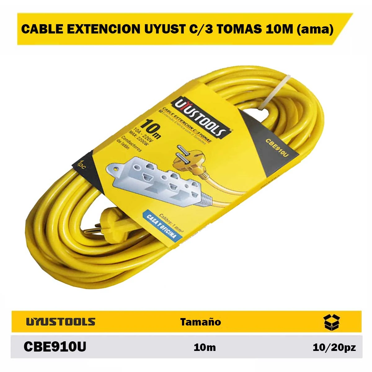 CABLE EXTENCION UYUST C/3 TOMAS 10M (ama)