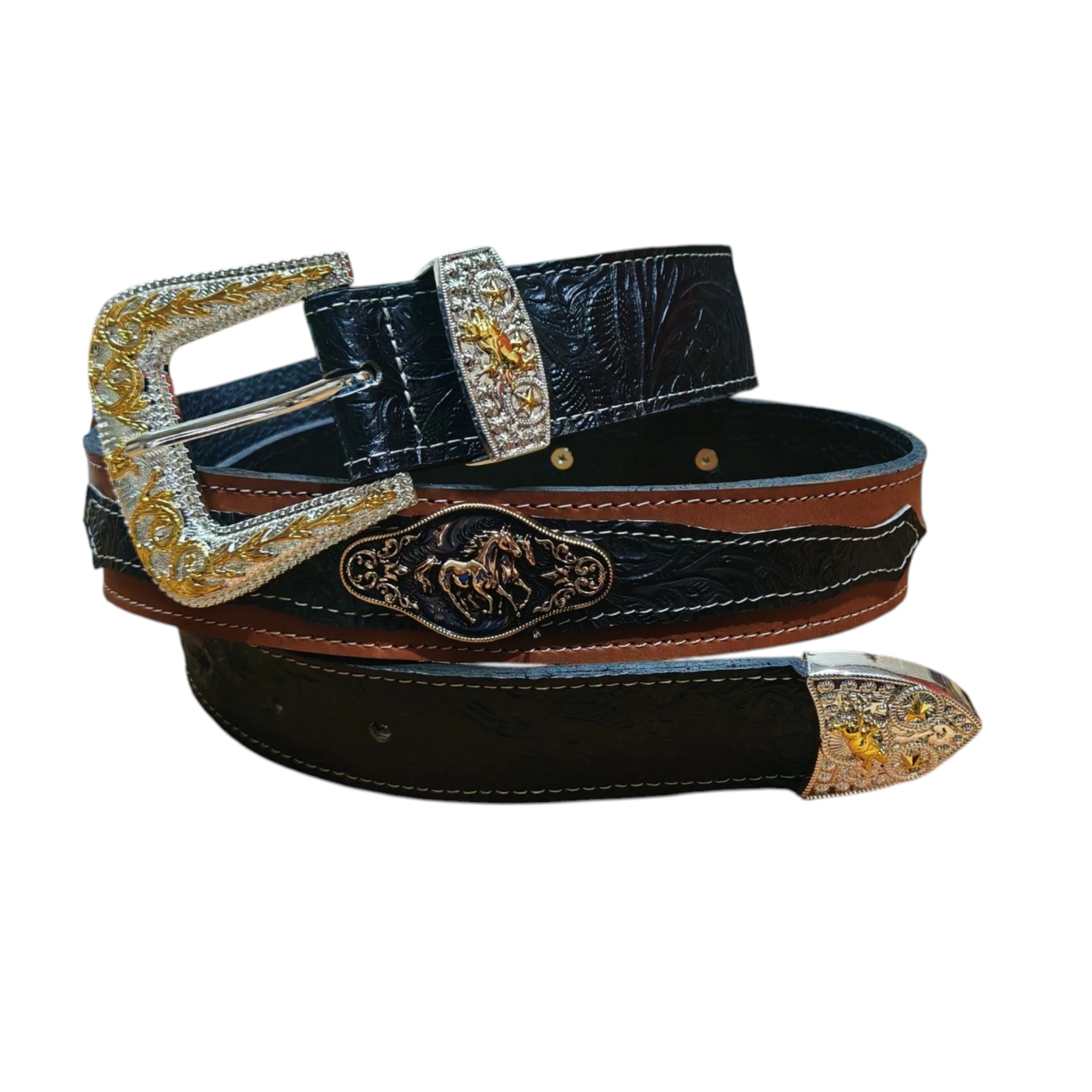 Cinturon vaquero floral negro y cafe crazy  4