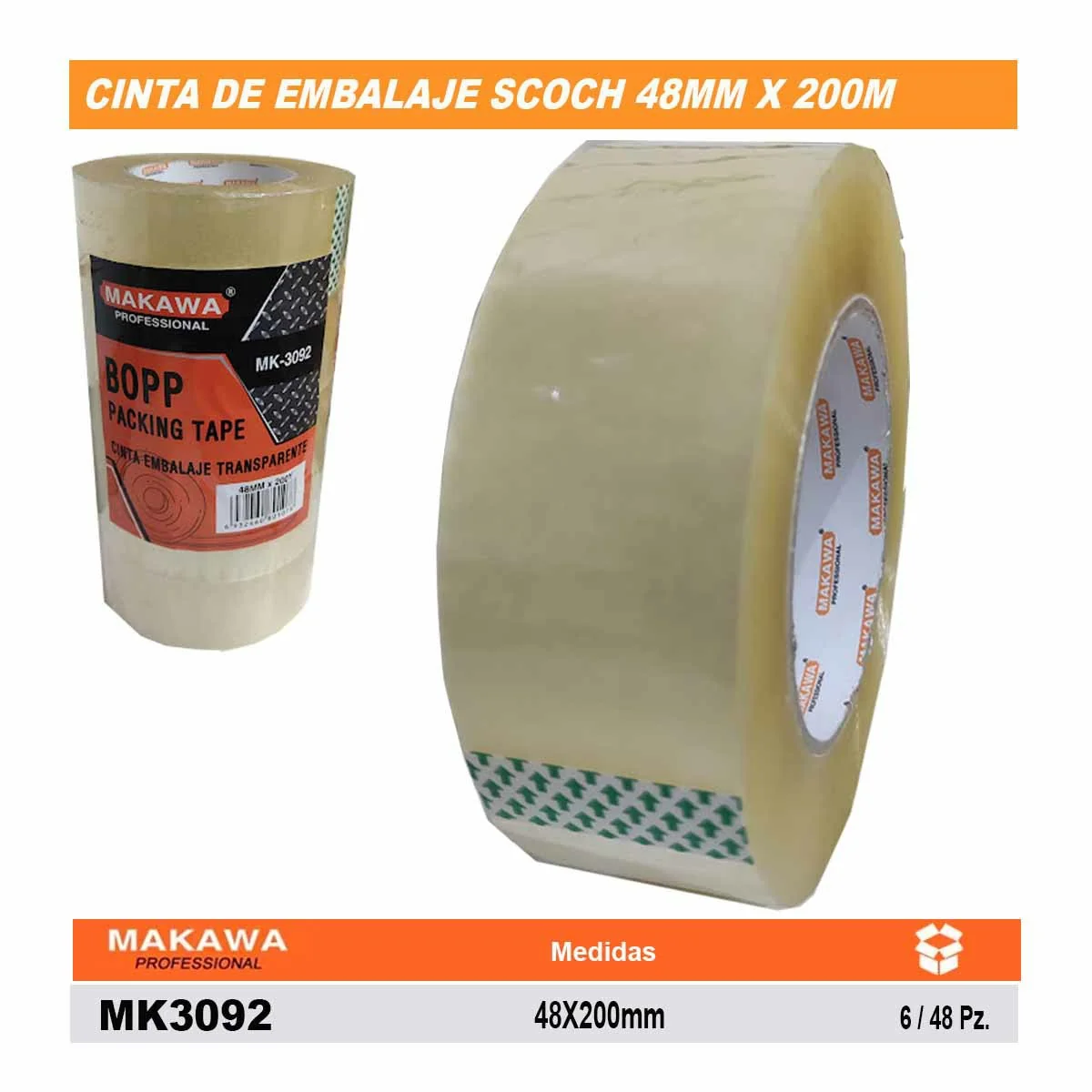 CINTA DE EMBALAJE MKW SCOCH 48MM X 200M 