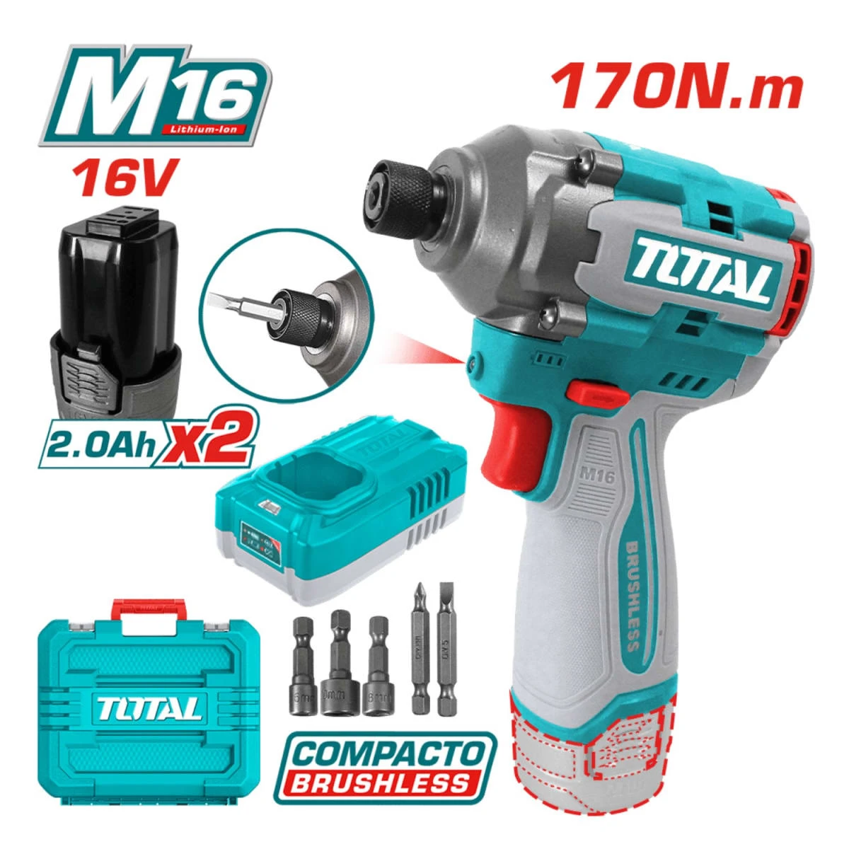 TIRLI16178 Atornillador de impacto 170nm 16v total
