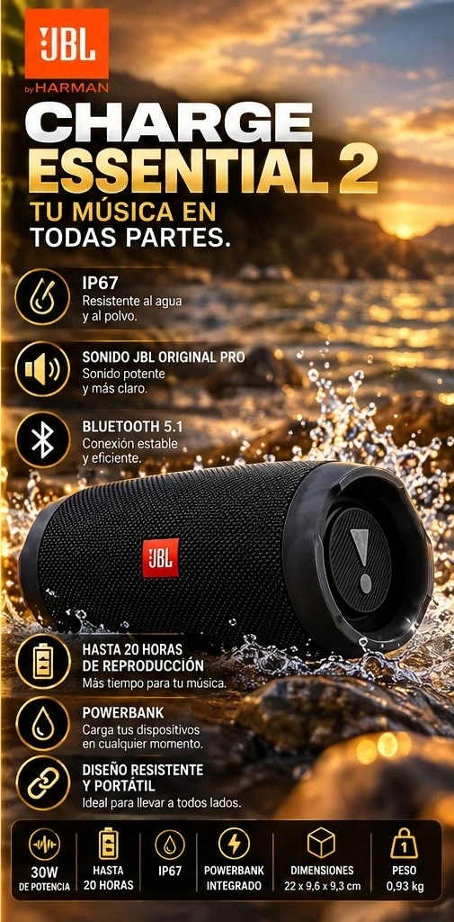 JBL CHARGE ESSENTIAL 2 *CONSULTAR DISPONIBILIDAD CON EL VENDEDOR*