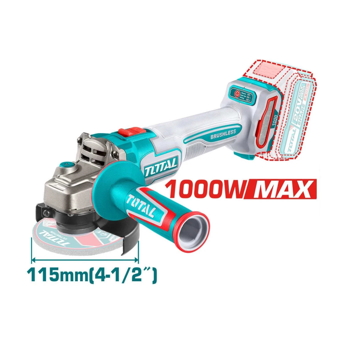 TOSLI241298 Combo taladro 96nm y amoladora 20v brushless industrial total 2