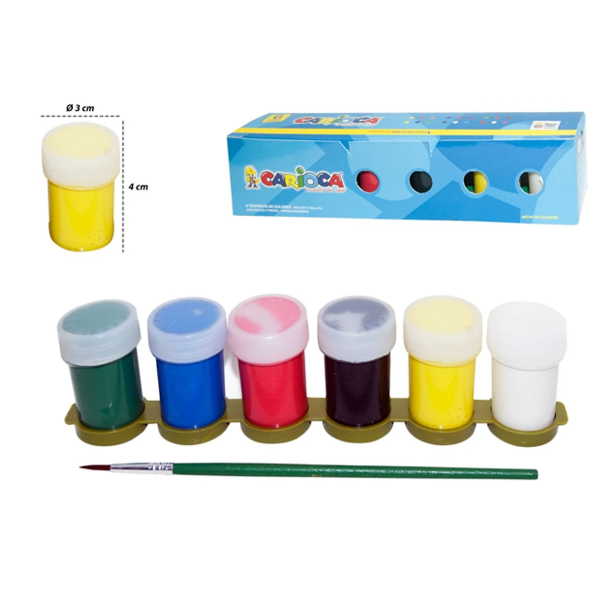 Tempera Escolar Carioca 521059 C/PINCEL Amp;amp; Base X6 Col.