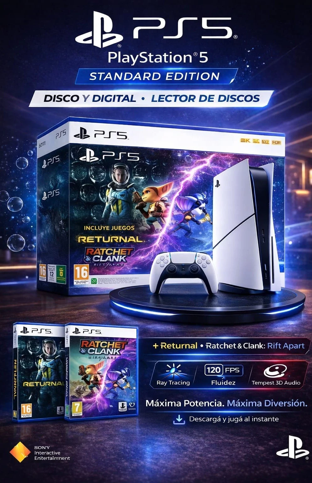 Playstation 5 Slim c/cd + 2 juegos