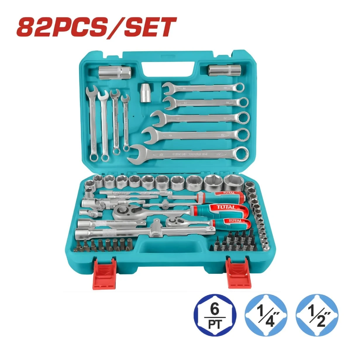 Set de herramientas con ratchet 82pzs total