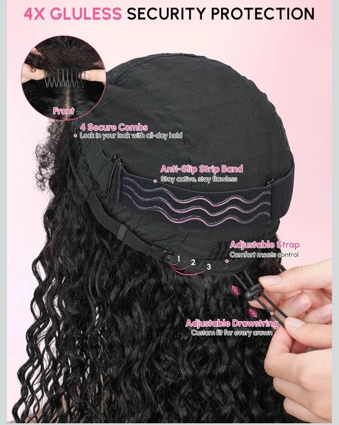 Peluca rizada  media cabeza de cabello humano de 22 pulgadas 5
