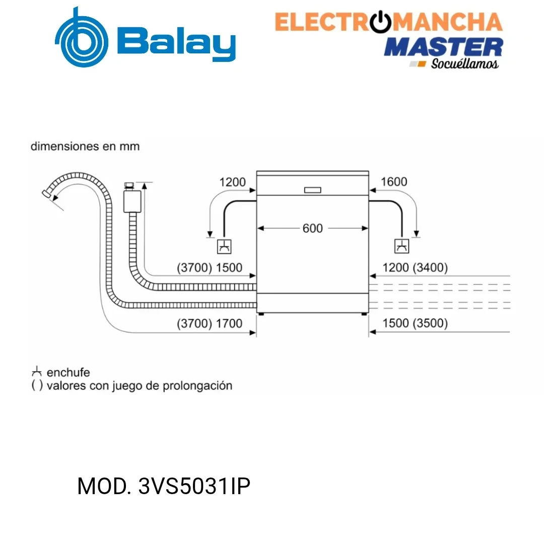 LAVAVAJILLAS BALAY 3VS5031IP 13 CUB. INOX D 4