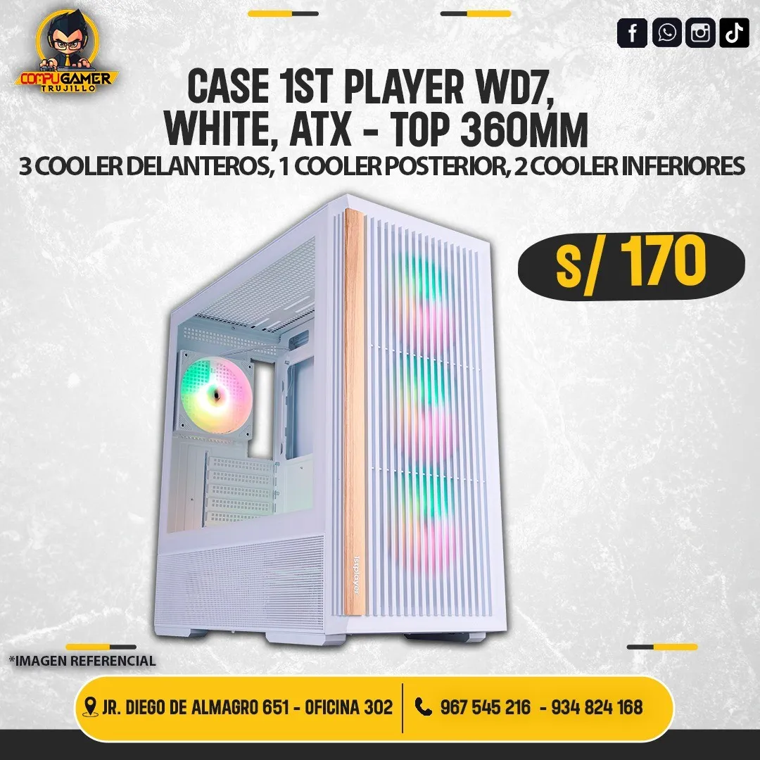 CASE 1ST PLAYER WD7, WHITE, ATX