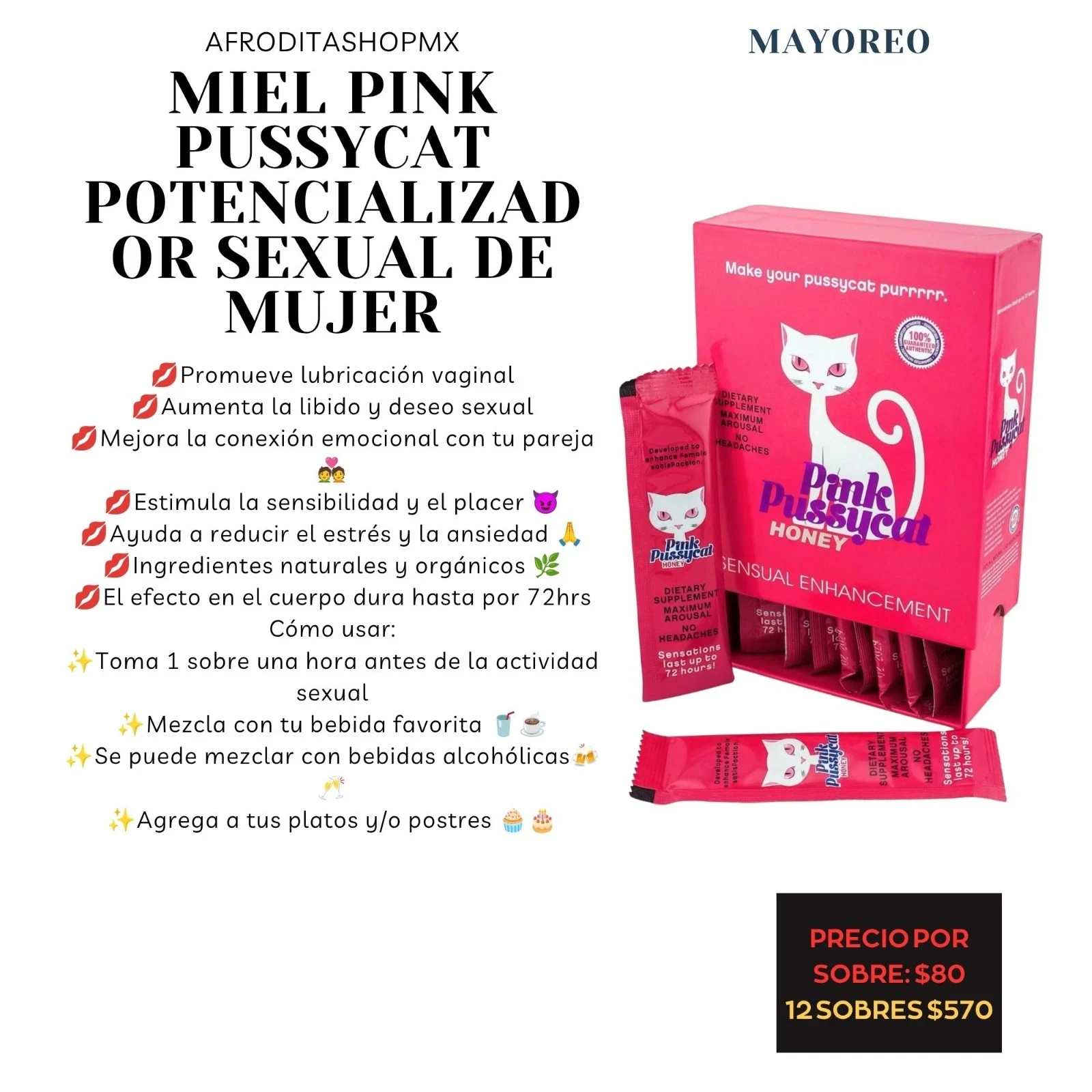 Miel Pink pussycat potencializador sexual de mujer 
