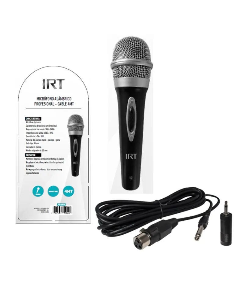 MICROFONO ALAMBRICO PROFESIONAL 4MTS IRT