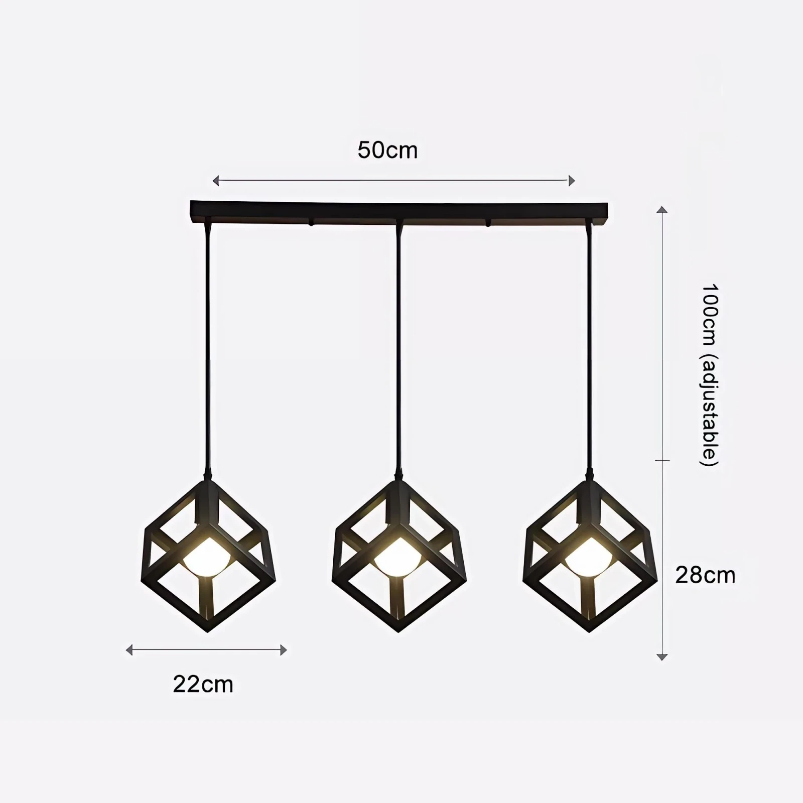 LAMPARA COLGANTE CUBO 3L E27 3
