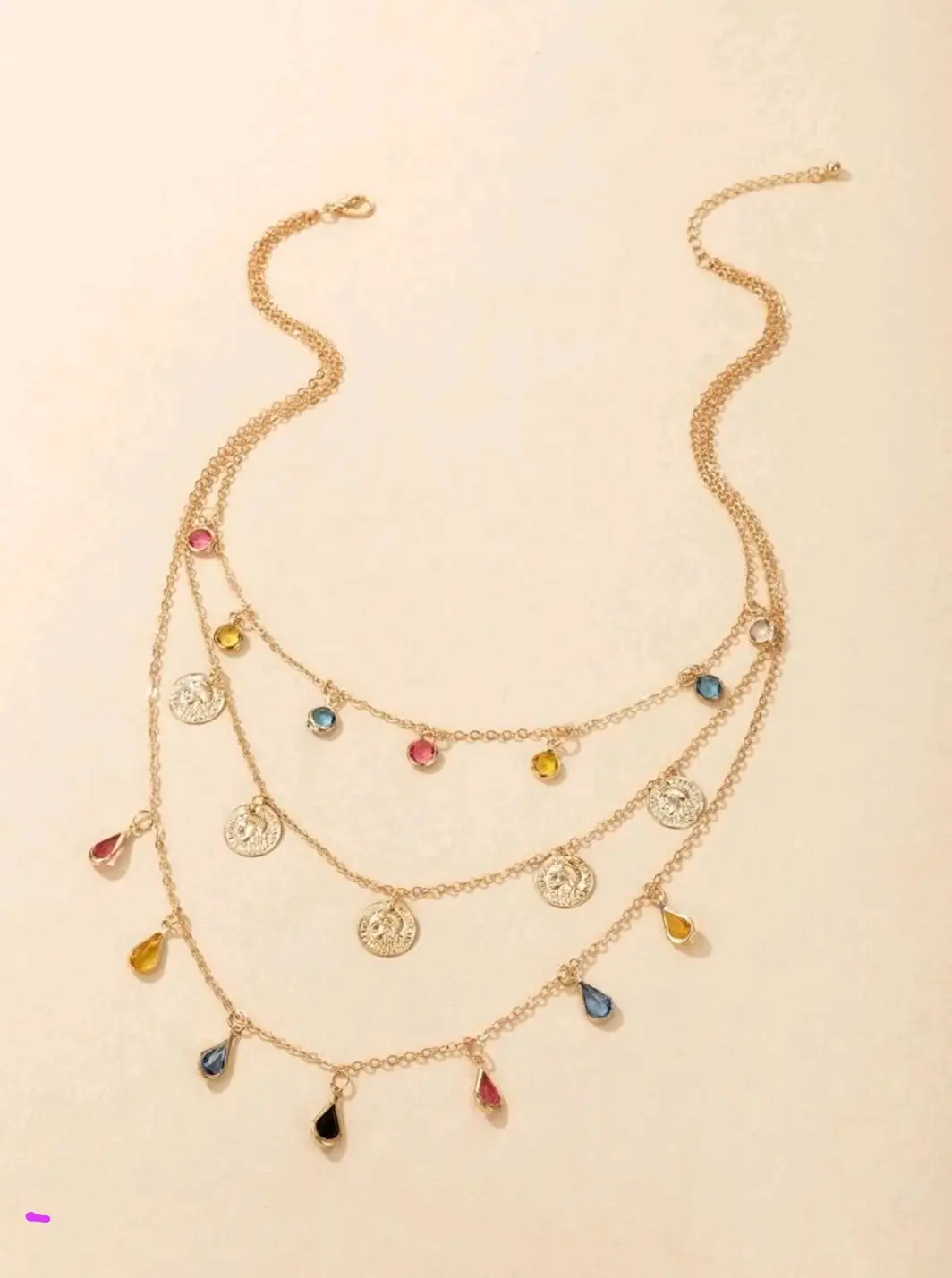 Collar monedas y cuentas de colores
