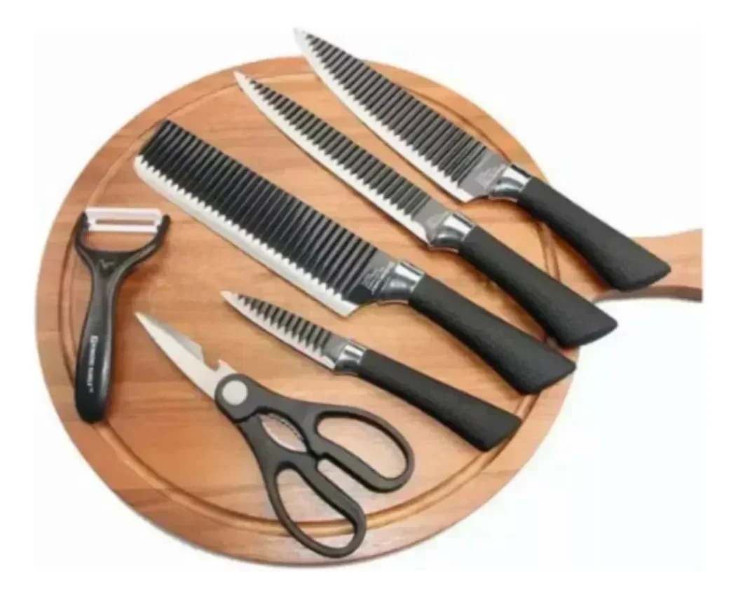 Set De Cuchillos Juego Cocina Mango Antirresbalante 6