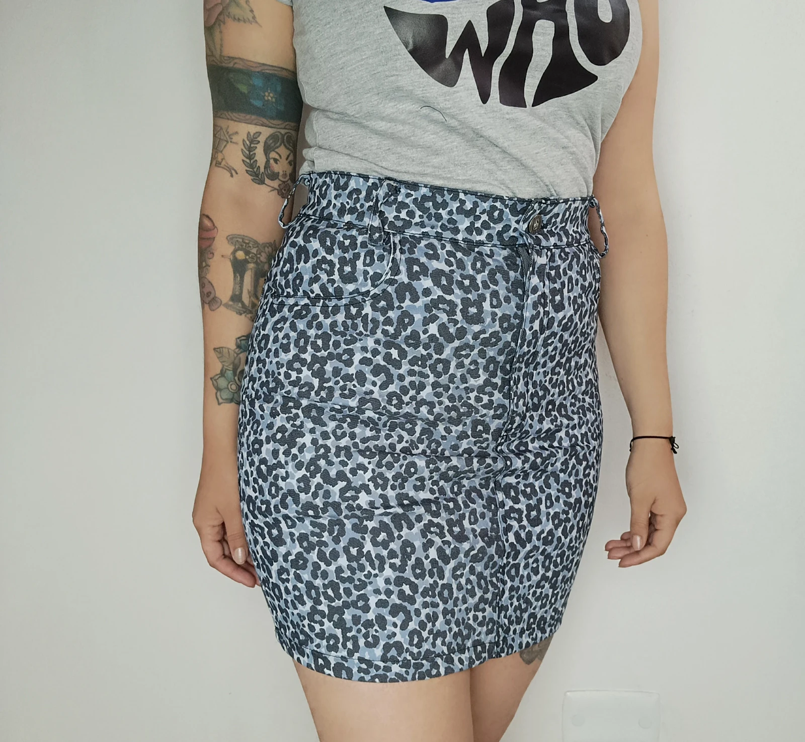 Falda animal print leopardo azul  2