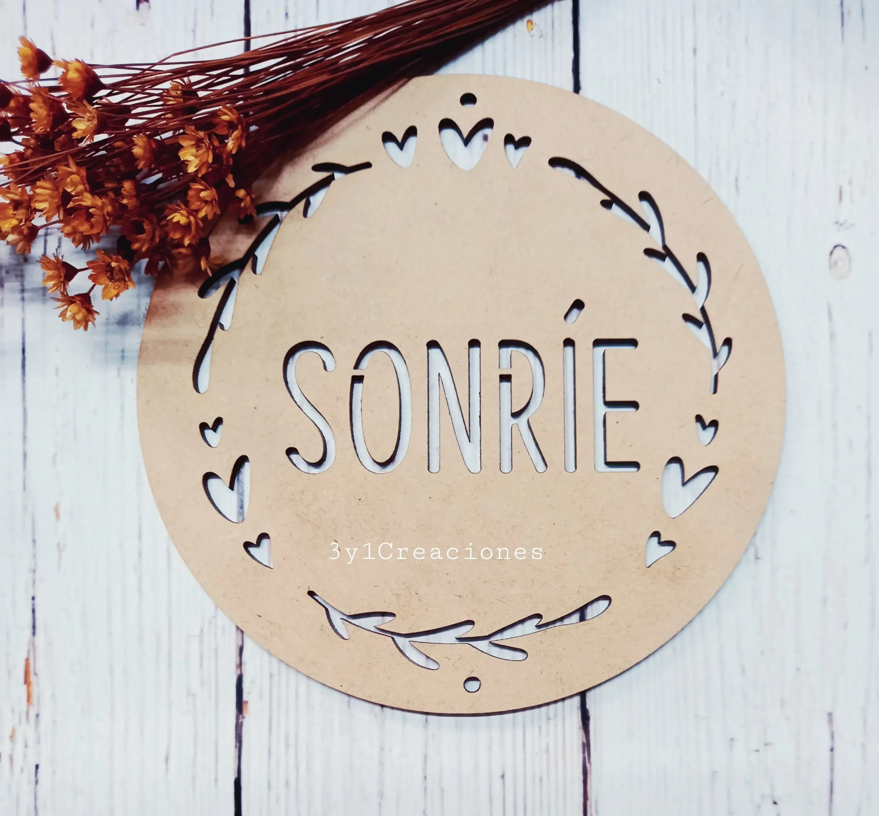 CARTEL CORONA CON CORAZONES