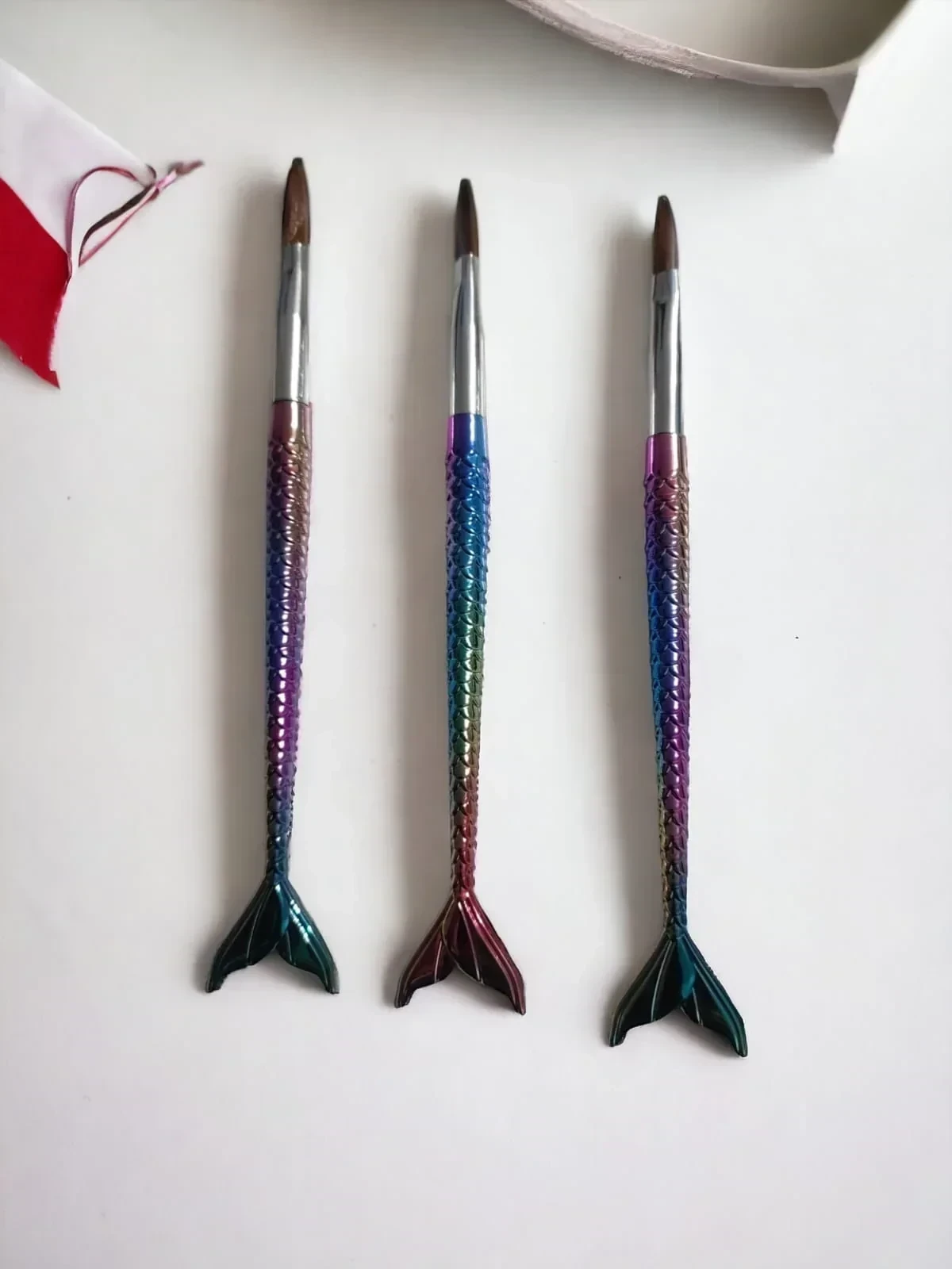 pincel acrilico set x3 cola sirena tornasol