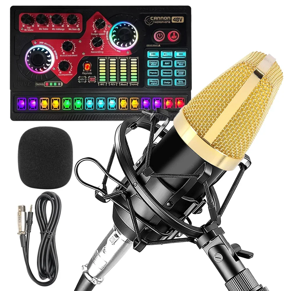Micrófono Con Tarjeta de Sonido Profesional 