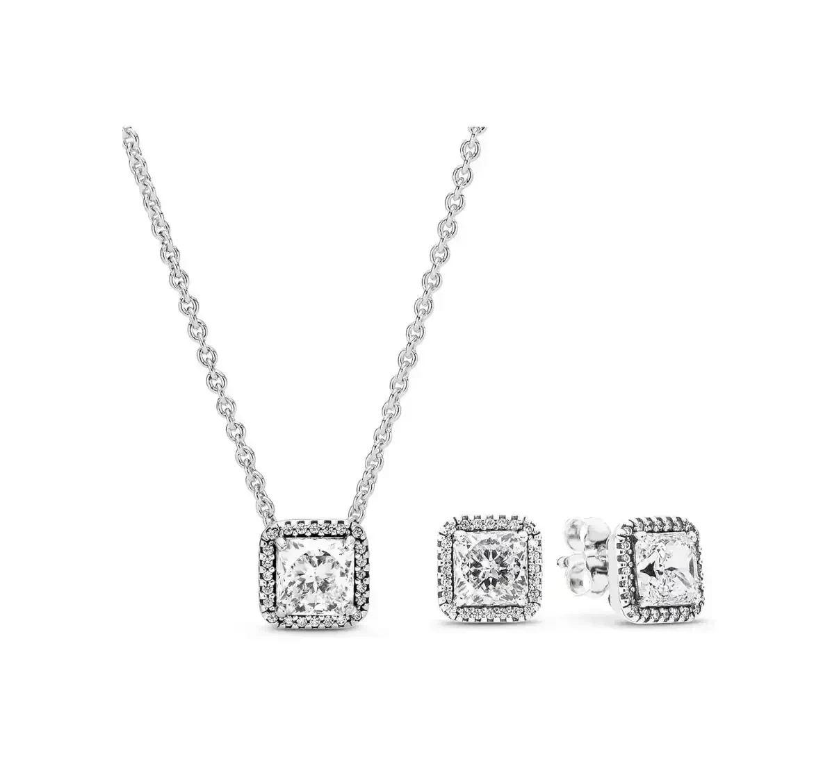 Conjunto Collar Cuadrado Brillante 