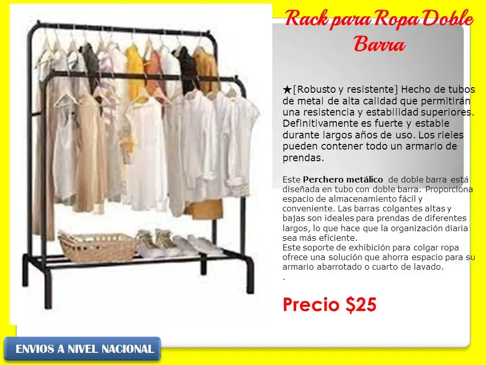 Rack organizador de ropa de dos barras 3