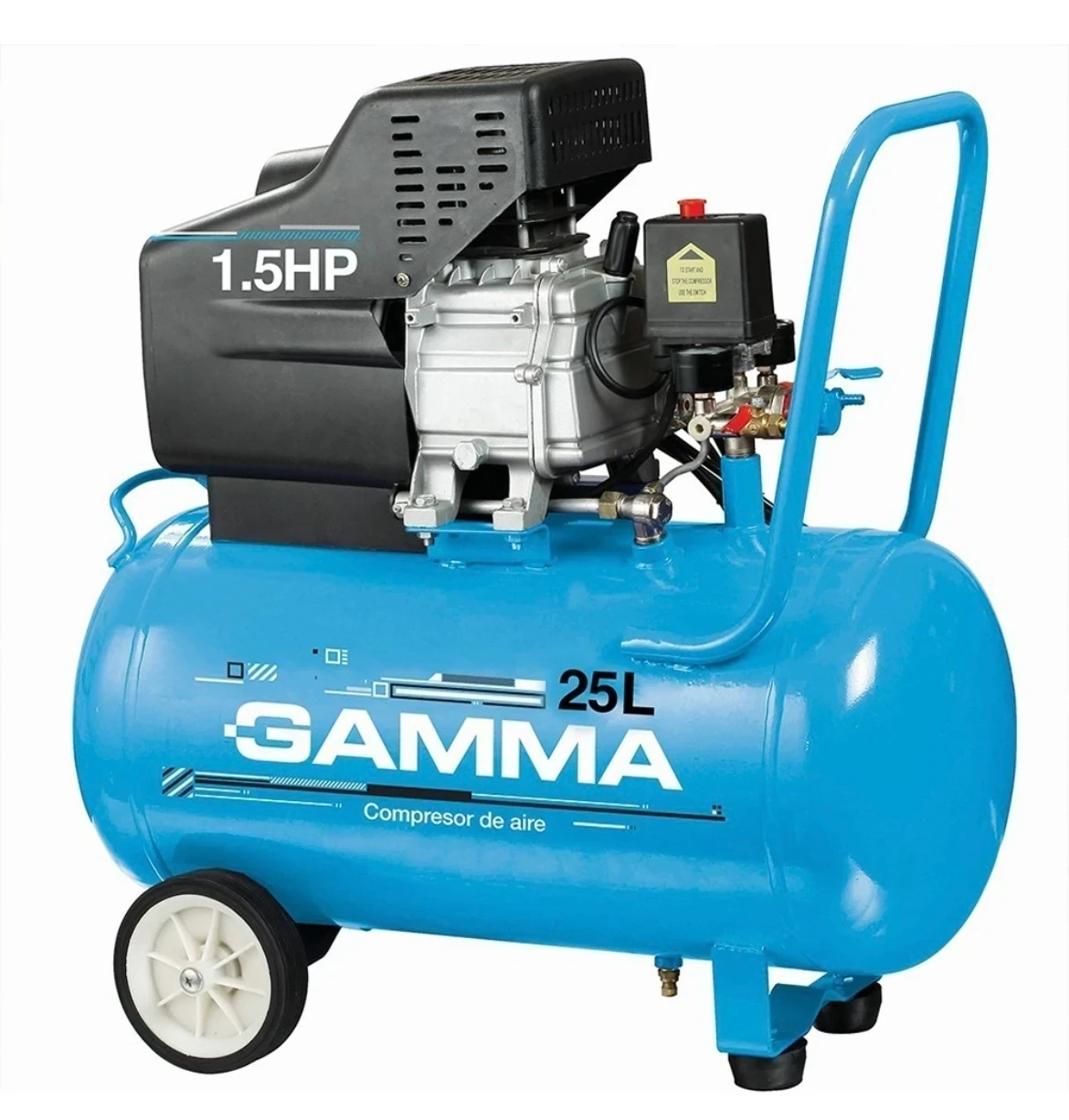 COMPRESOR DE AIRE GAMMA 1,5 HP 25 L 220 V 50 Hz COLOR CELESTE FASE ELÉCTRICA MONOFÁSICA 2