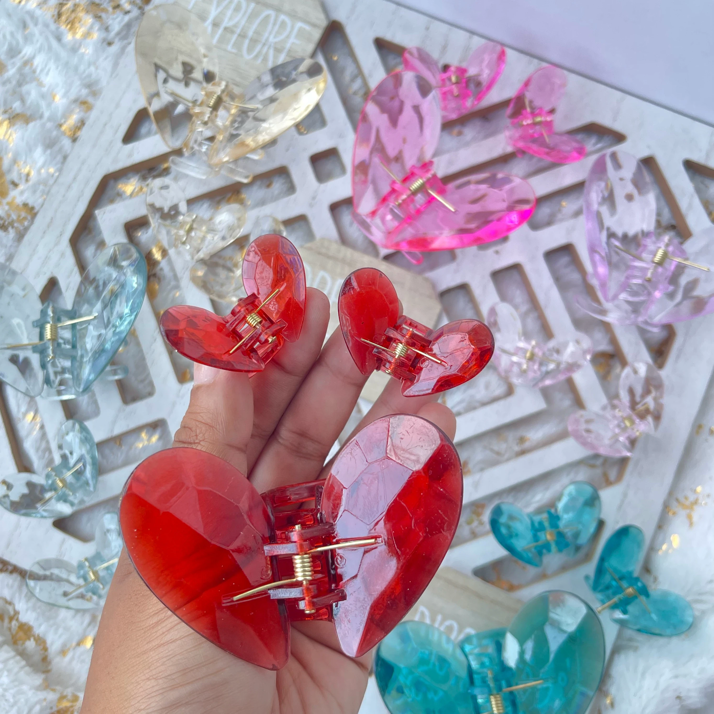 SET X3 PINZAS PARA CABELLO EN FORMA DE CORAZON 2