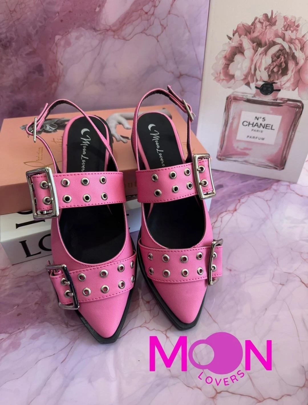 Mod.1015 Zapatilla Flats Doble Hebilla Rosa Matte