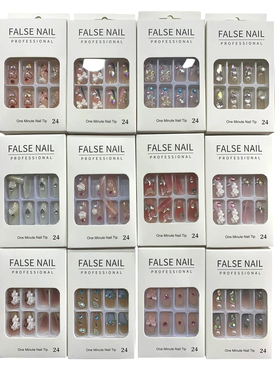macca caja uñas press on x24 pcs piedras