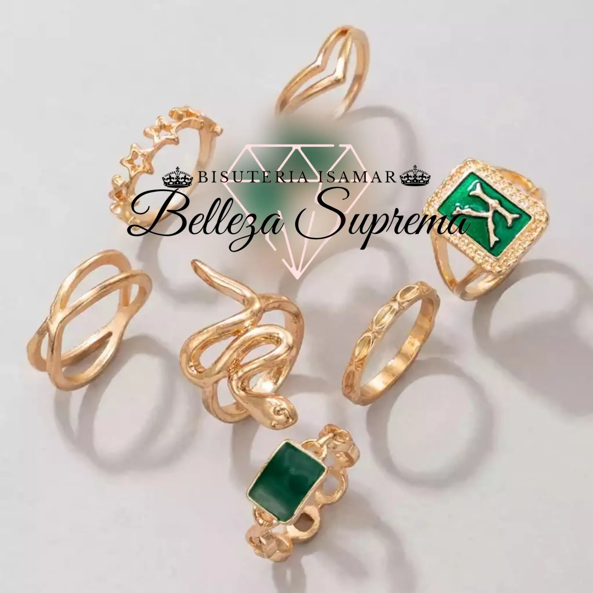 SET DE 7 ANILLOS DORADOS 3