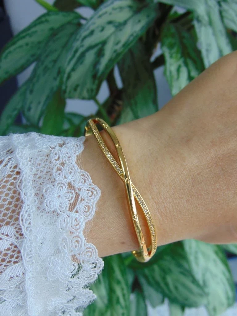 PULSERA + ANILLO RODIO DOR CRUZADO 2 LINEAS MICROCIRCONES 3