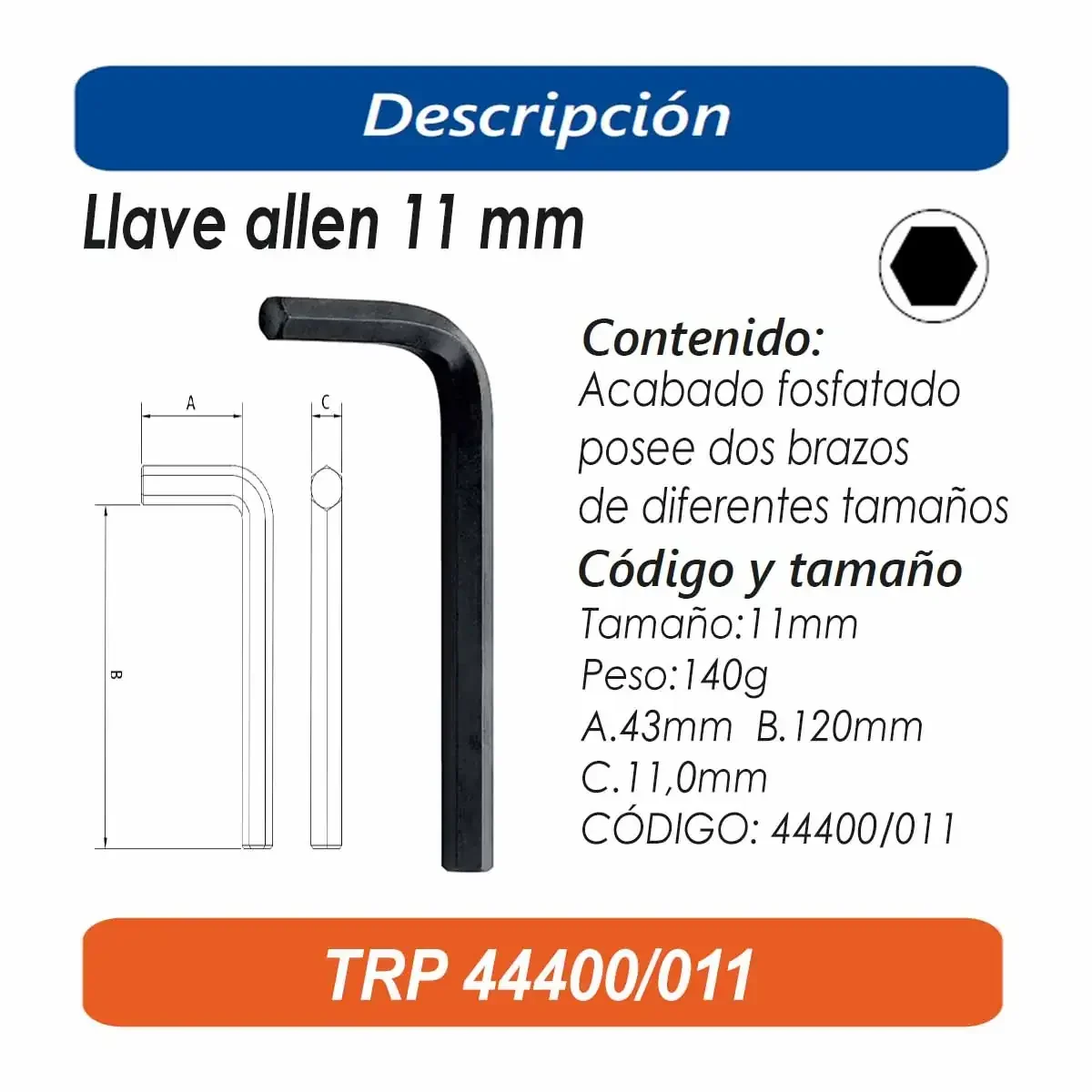 LLAVE ALLEN TRM PRO 11 MM