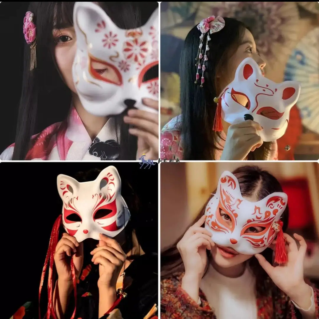 Mascara luminosa de zorro estilo japones