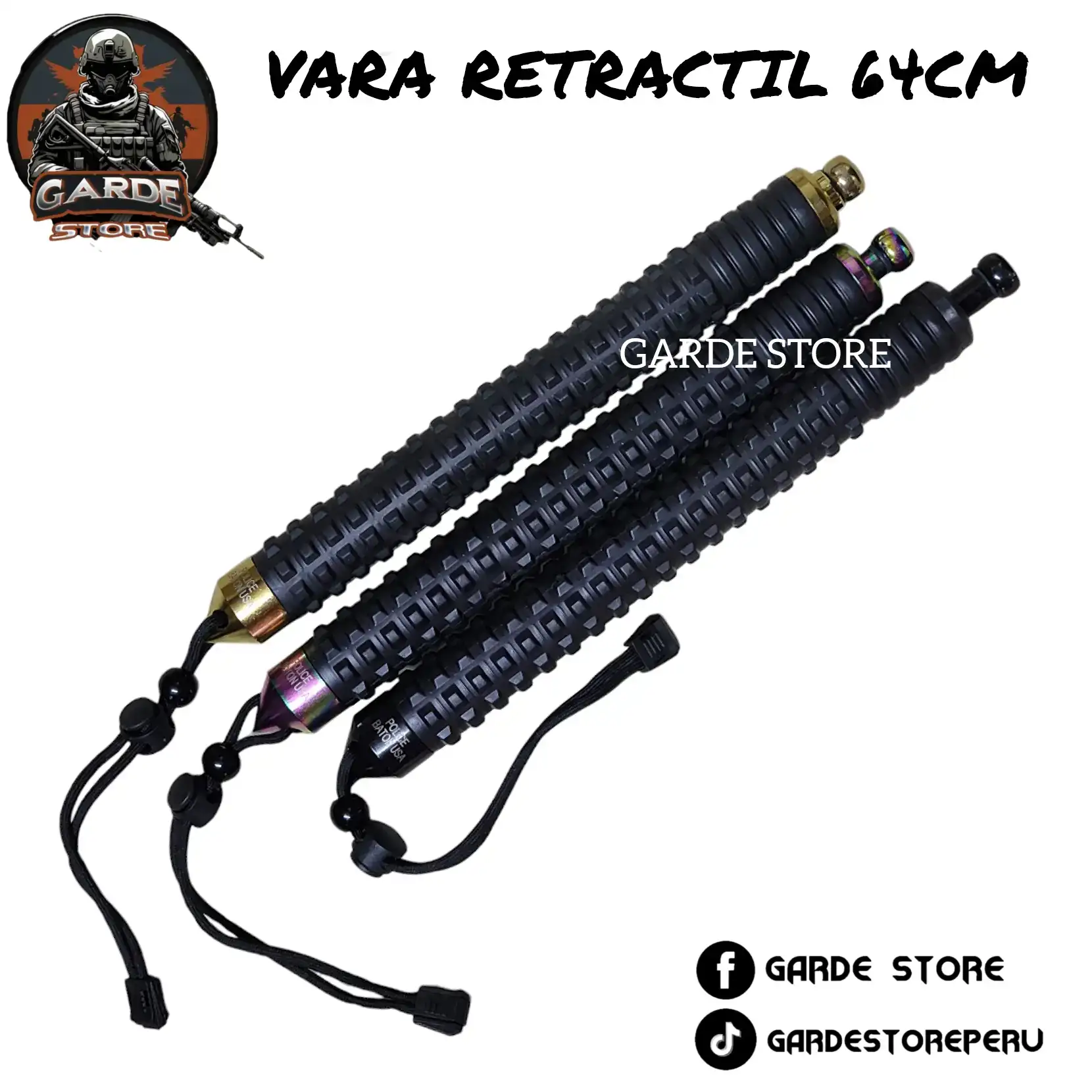 Vara retractil negro rompe vidrio 64cm. 2