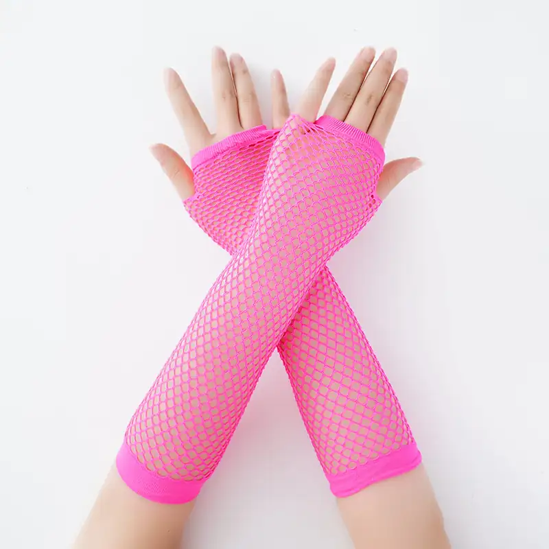 Guante malla gloves de malla negro , fucsia blanco  4