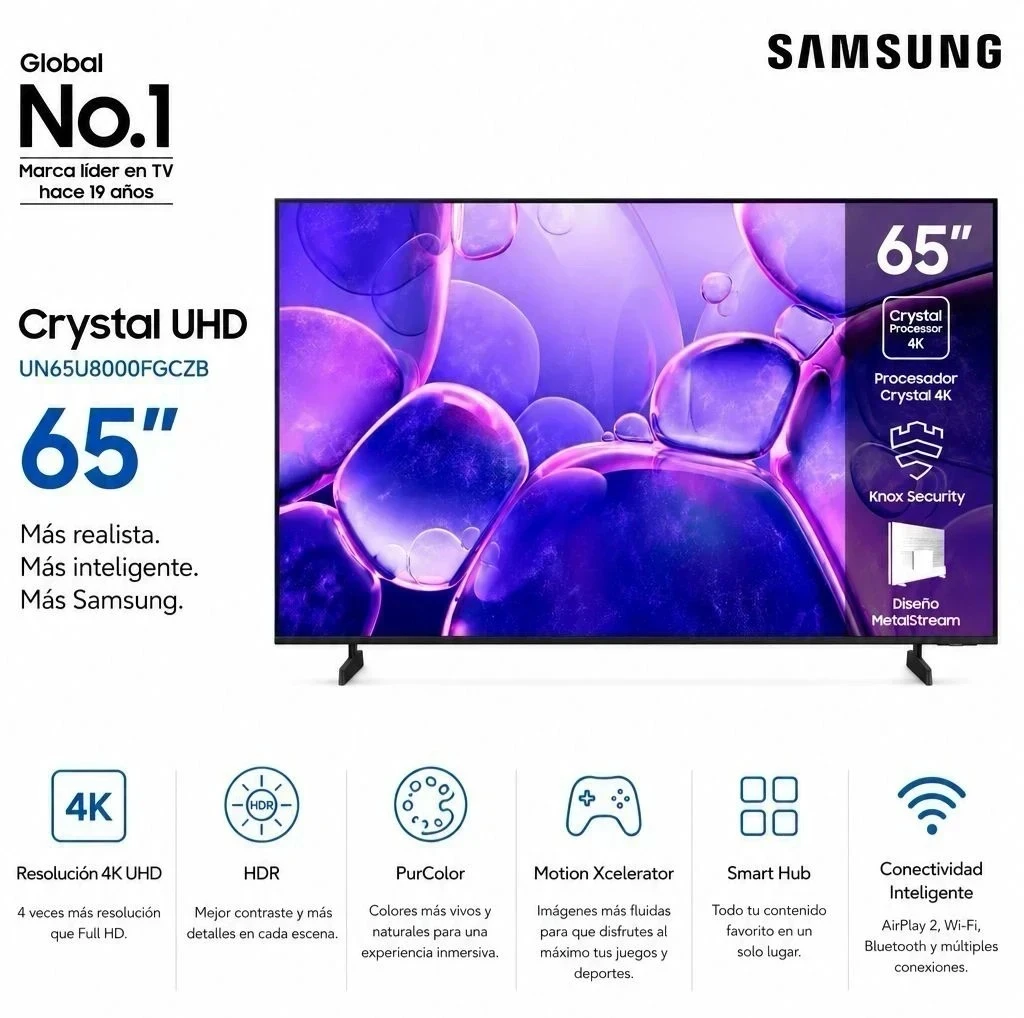  SMART TV SAMSUNG 65 CRYSTAL UHD UN65U8000FGCZB/U7000