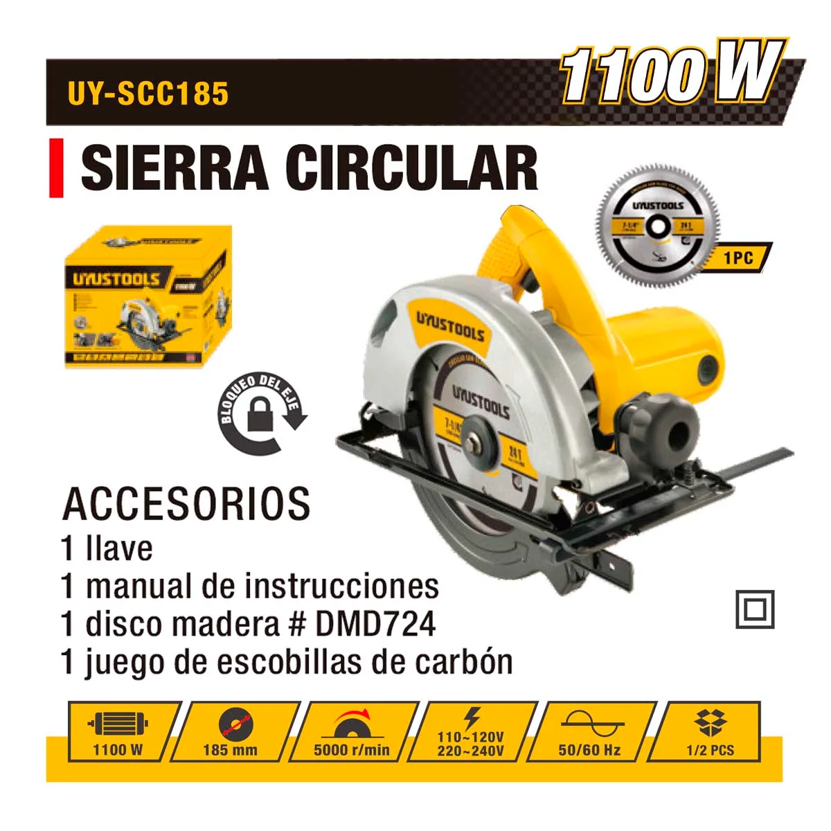 SIERRA CIRCULAR UYUST 185 MM 1100W