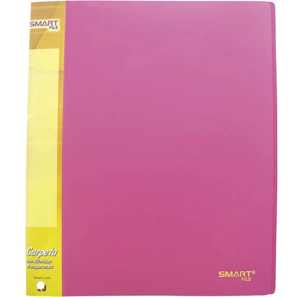 Carpeta rosa , Plástico 40 micas t/carta