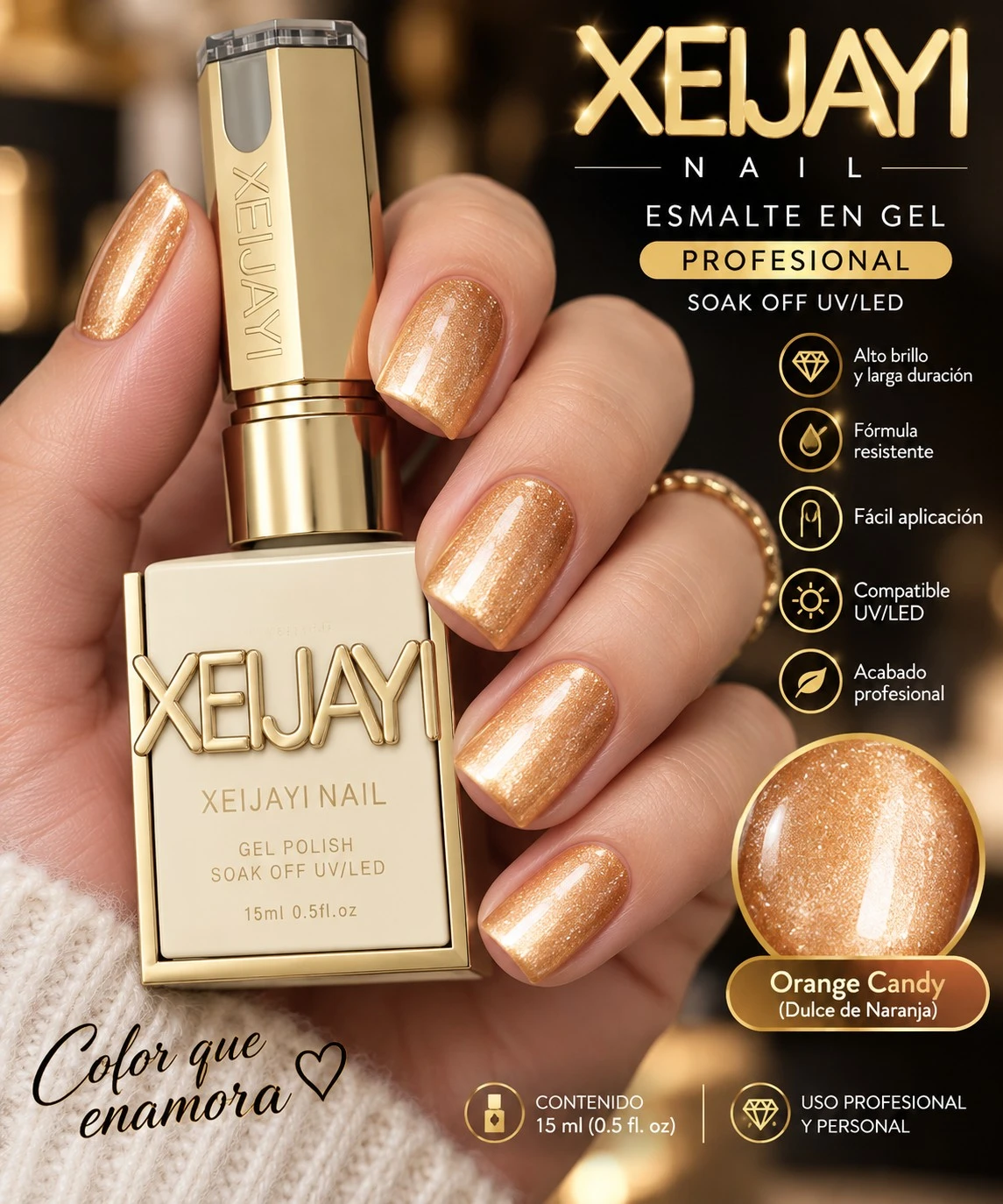 xeljayi esmalte ojo de gato tono dulce naranja