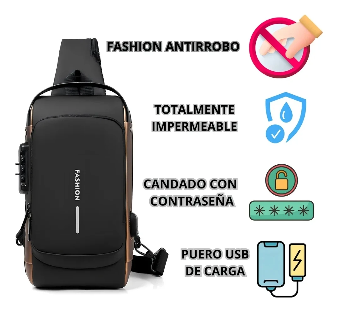 Bolso antirrobo compacta dorada 